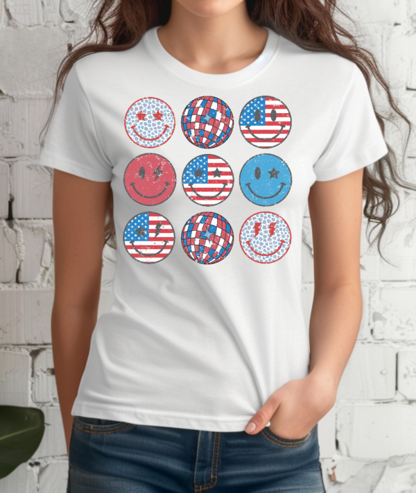 Retro 4th of July Smiley T shirt