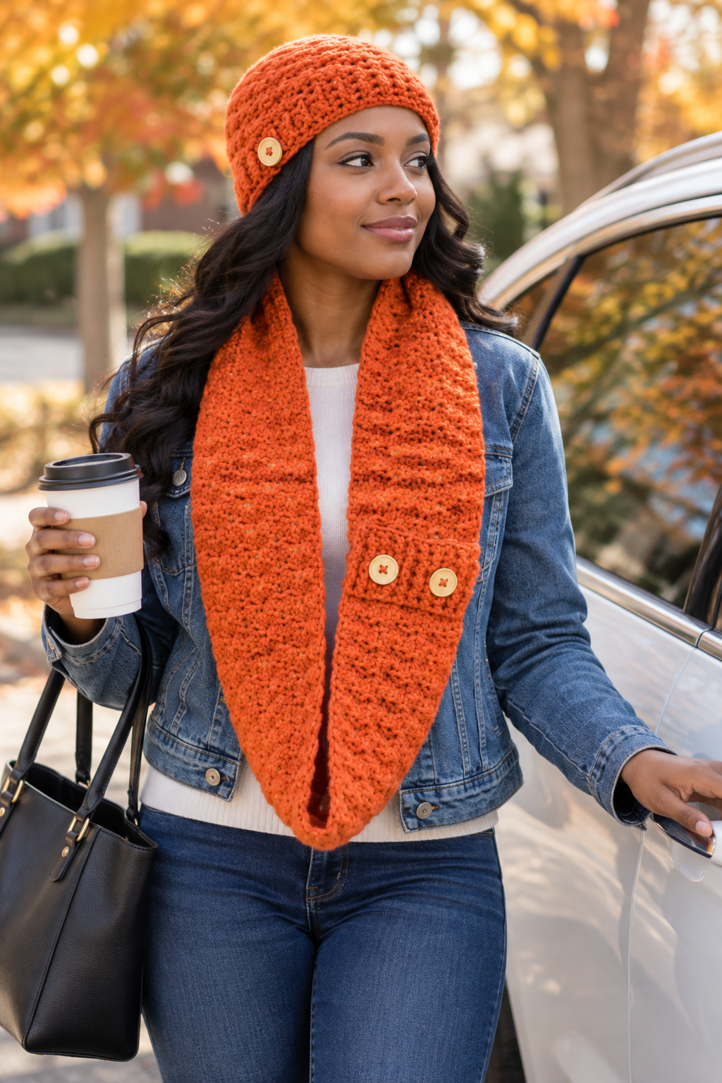 Hat and Button Scarf