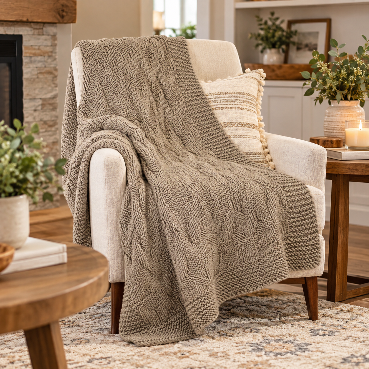 Easy Knitted Chevron Blanket