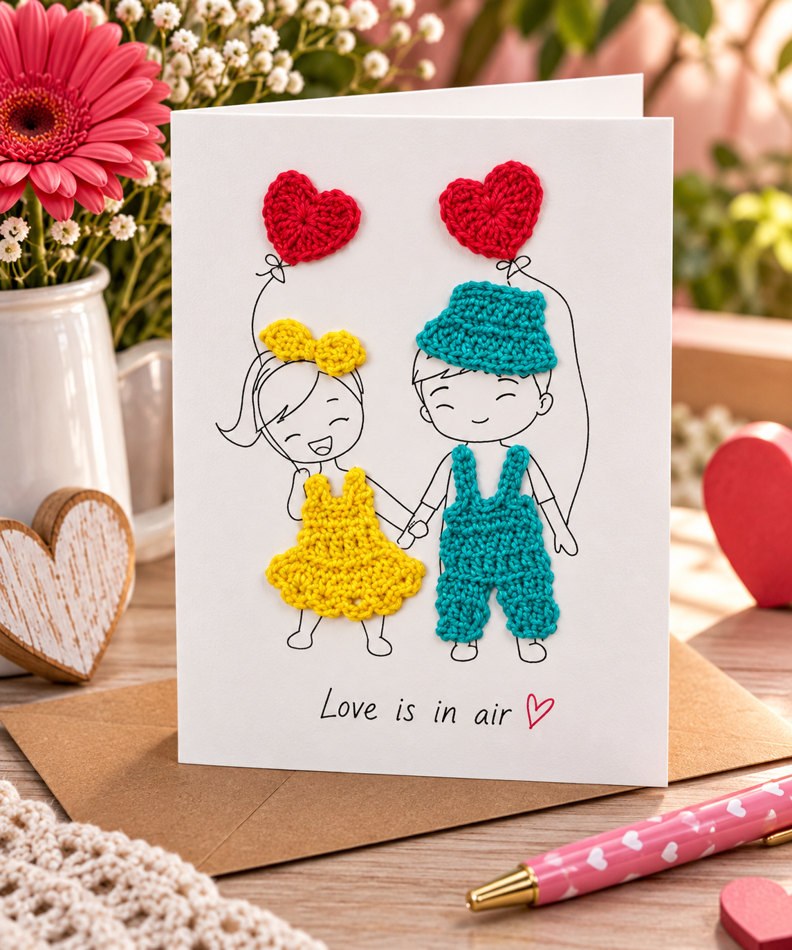 Handmade Crochet Love Card