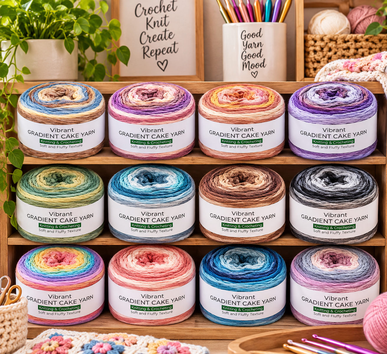 4 Packs Gradient Cake Yarn